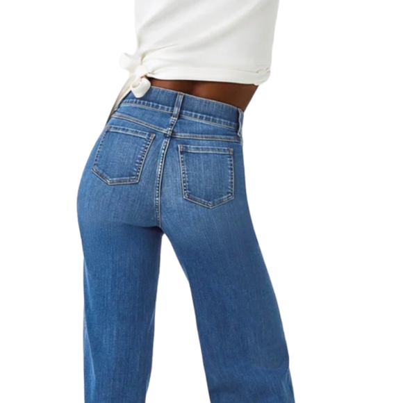 Spanx seam front wide leg pull on slimming denim jeans NWT sz M tall L34" sz M - Picture 12 of 13